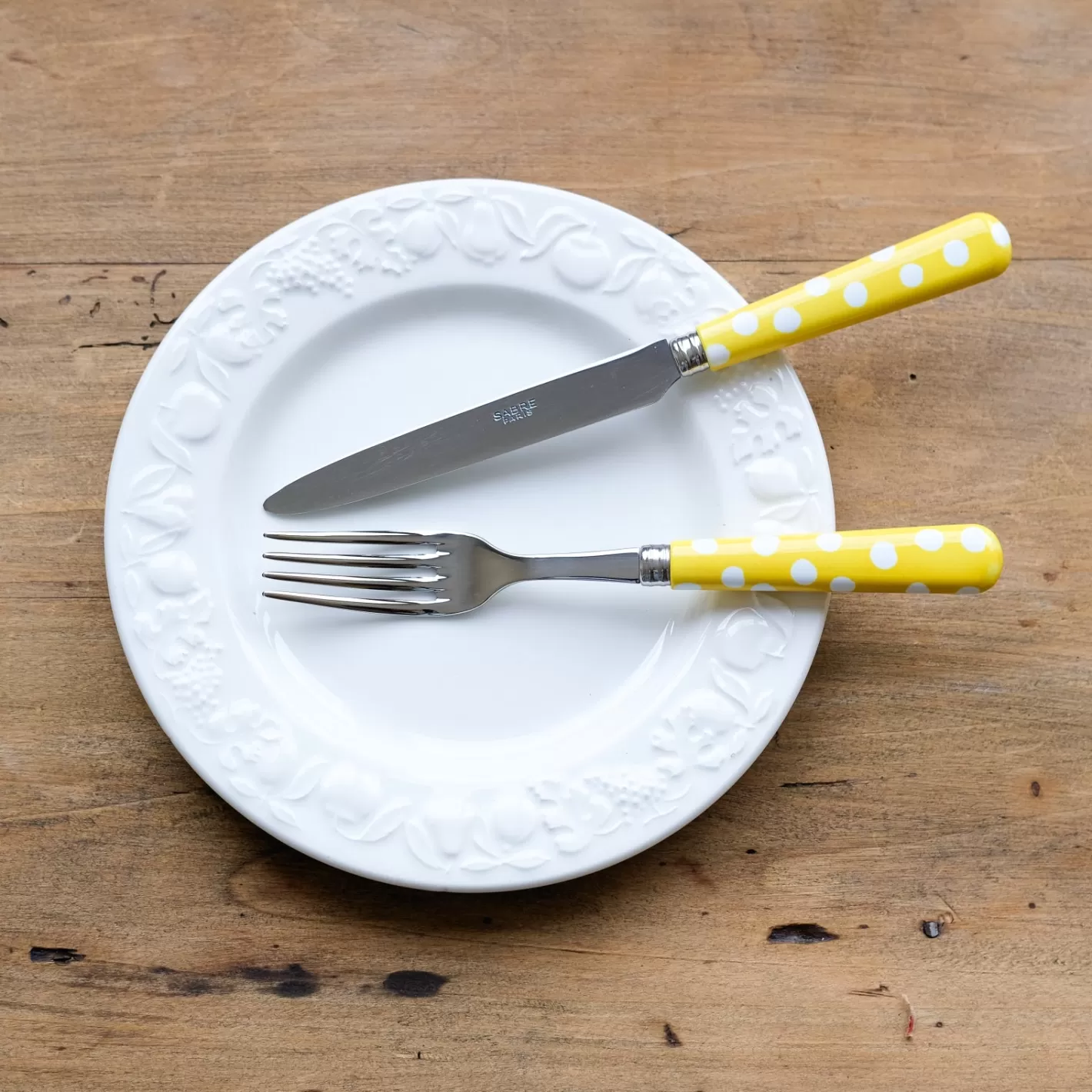 Sabre Paris Dinner Fork>White Dots, Yellow