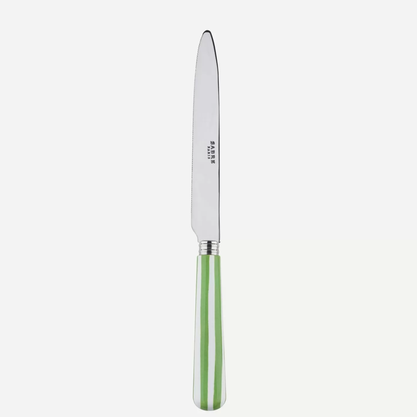 Sabre Paris Serrated Dinner Knife Blade>White Stripe, Garden green