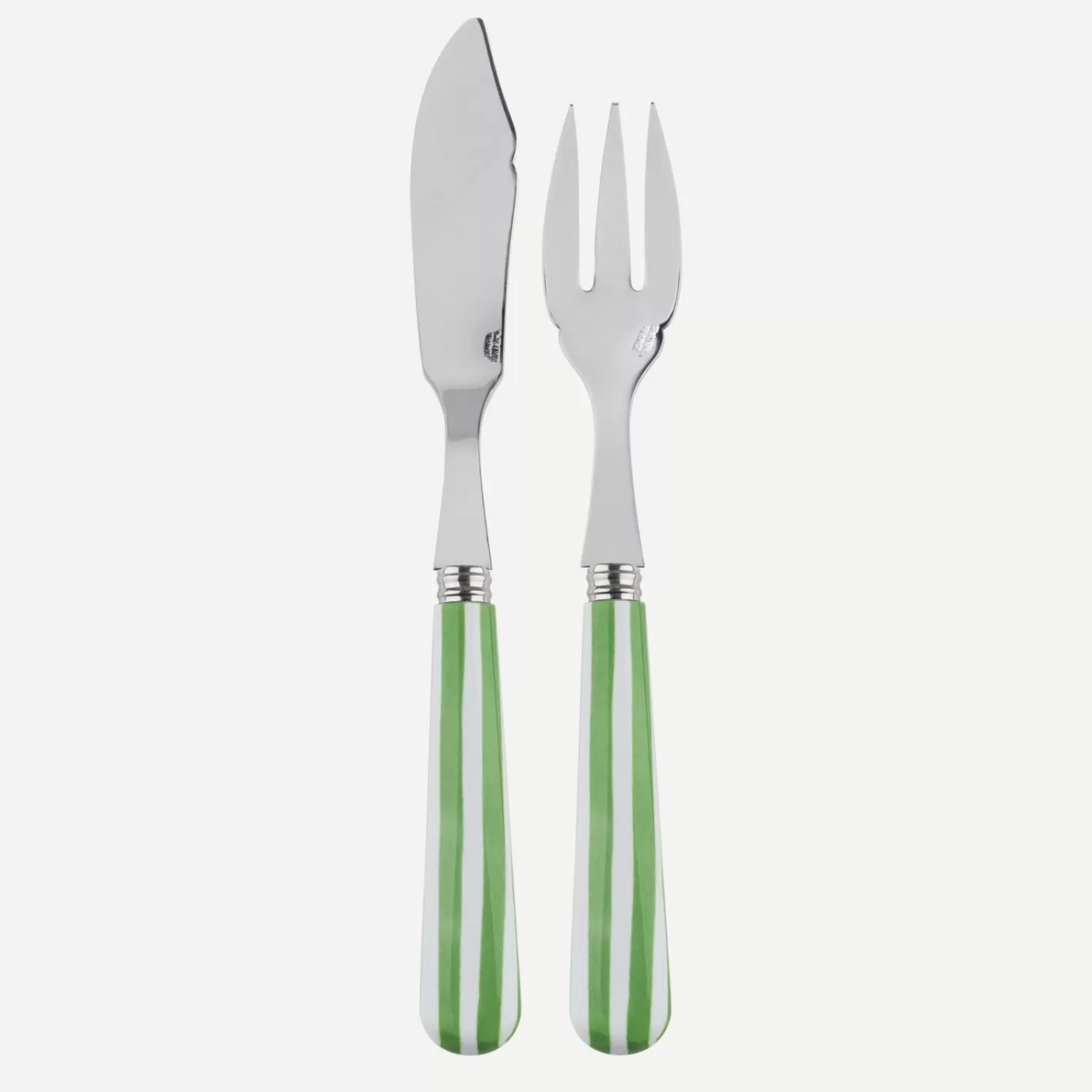 Sabre Paris Fish Knife | Fish Fork>White Stripe, Garden green