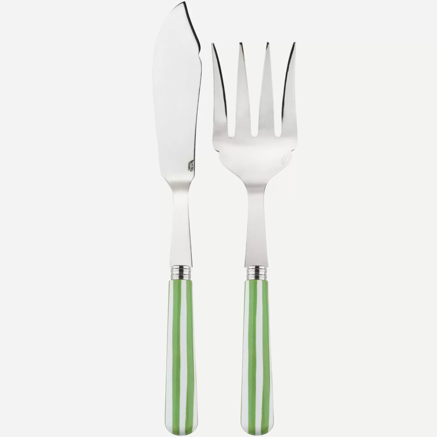 Sabre Paris Fish Serving Set>White Stripe, Garden green