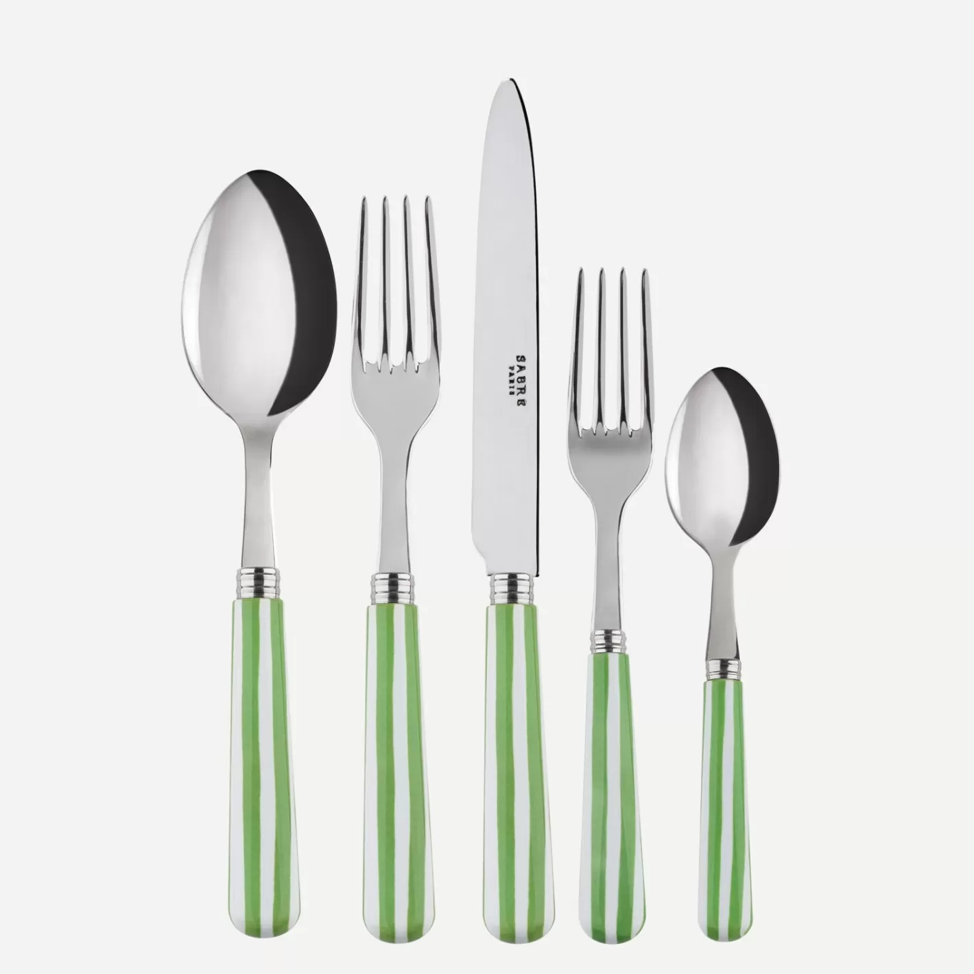 Sabre Paris Set Of 5 Pieces>White Stripe, Garden green