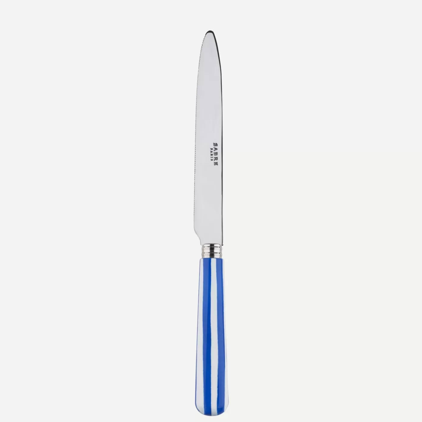 Sabre Paris Serrated Dinner Knife Blade>White Stripe, Lapis blue