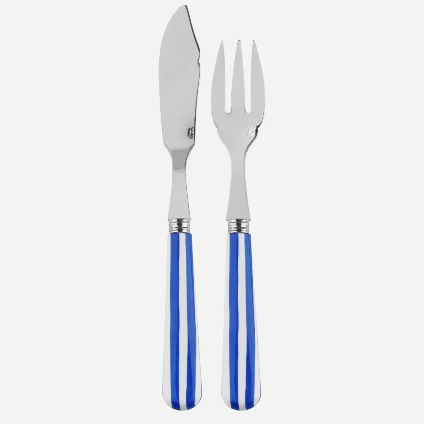 Sabre Paris Fish Knife | Fish Fork>White Stripe, Lapis blue