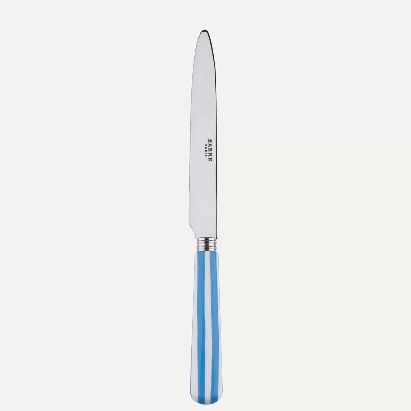 Sabre Paris Serrated Dinner Knife Blade>White Stripe, Light blue