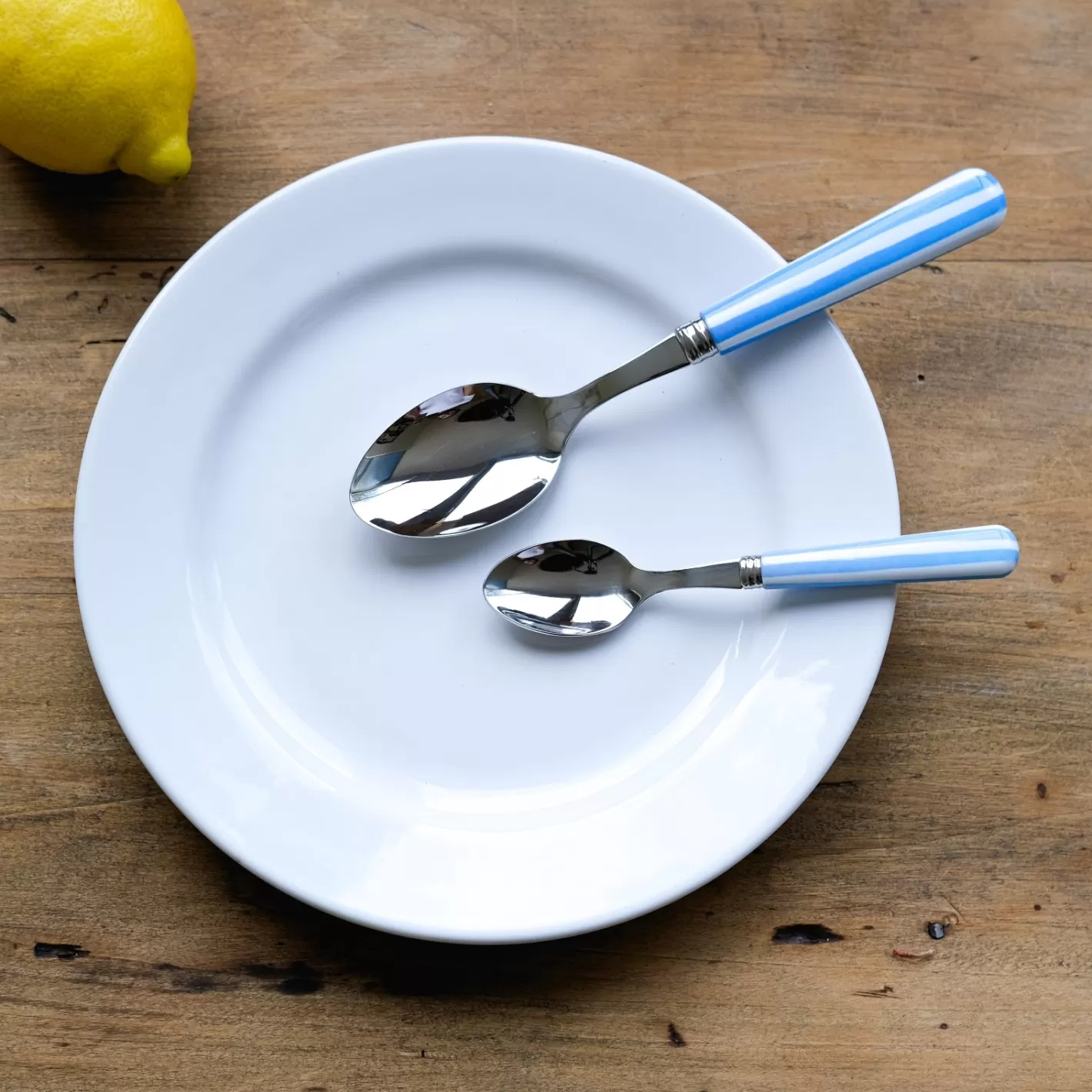 Sabre Paris Soup Spoon>White Stripe, Light blue