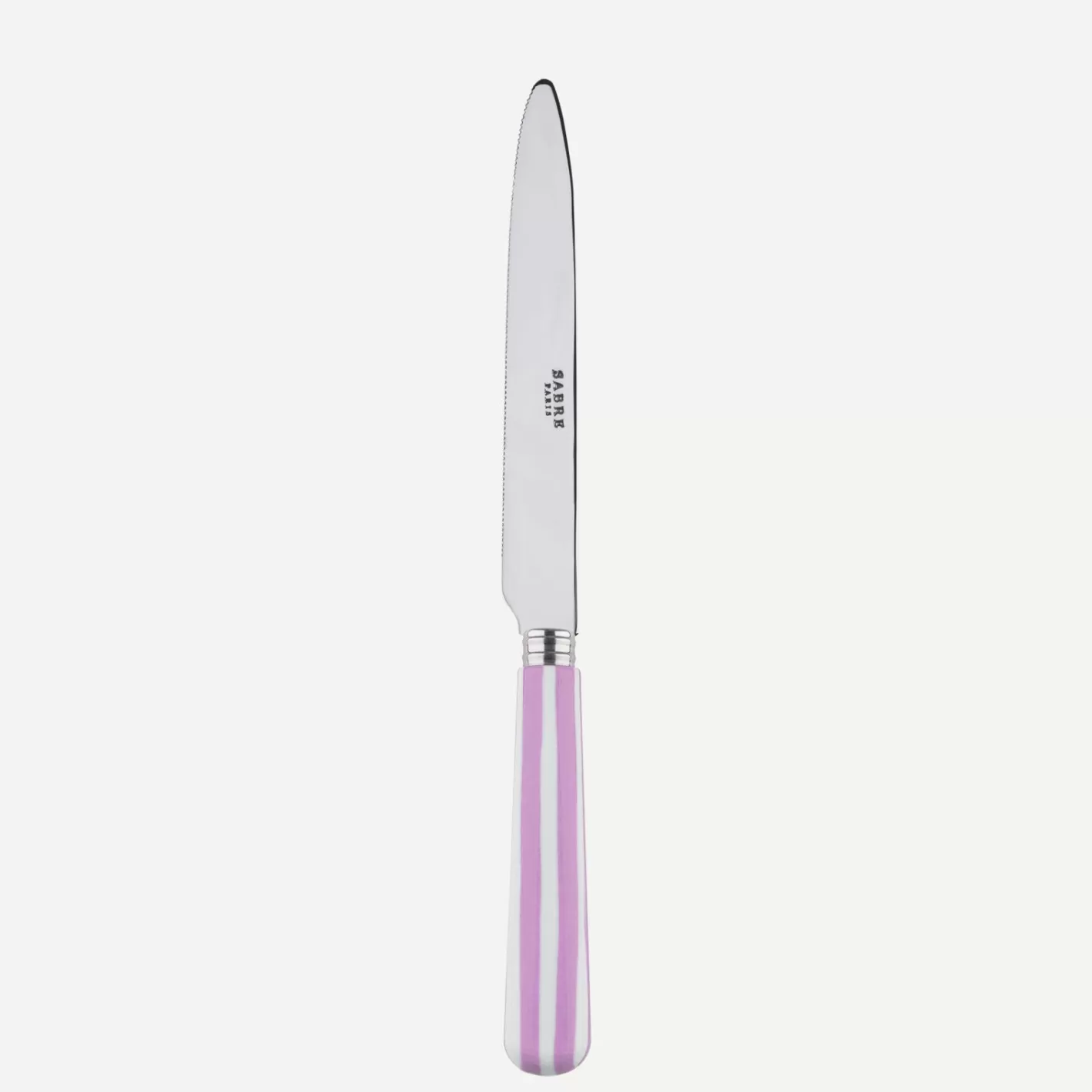 Sabre Paris Serrated Dinner Knife Blade>White Stripe, Pink