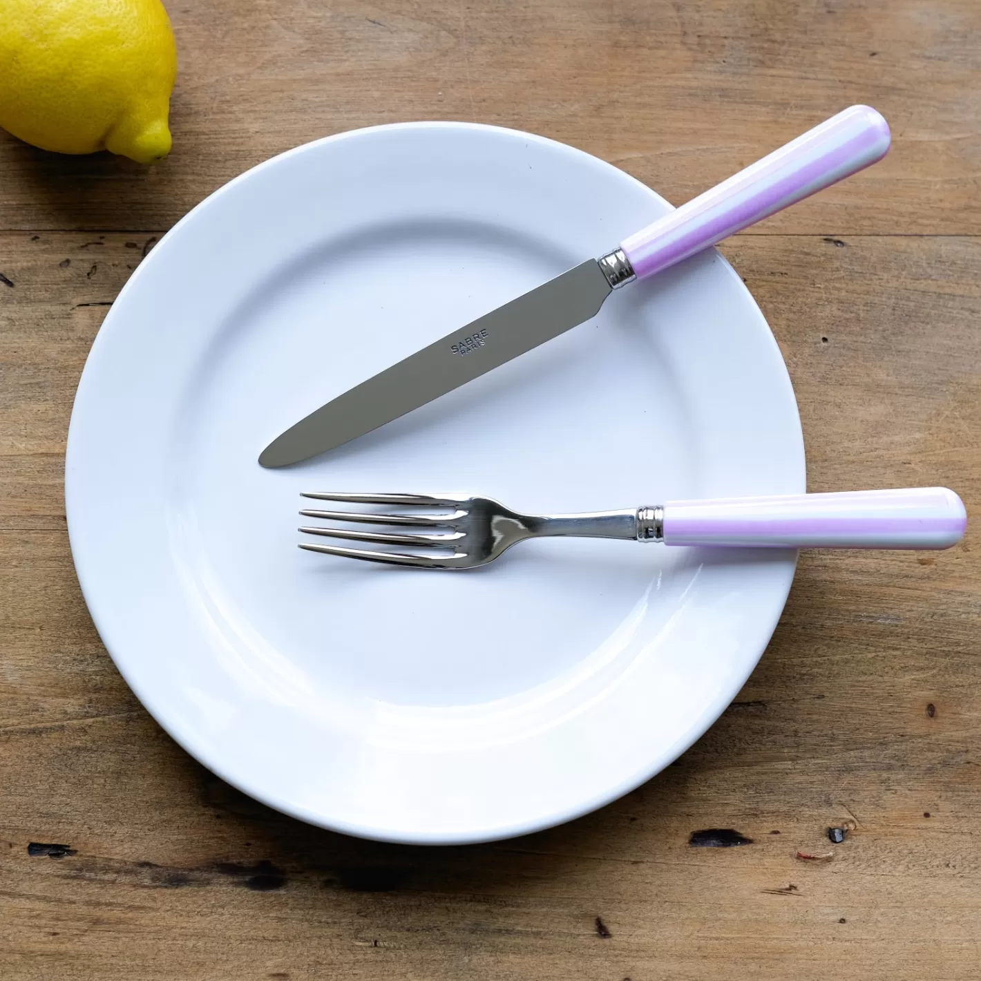 Sabre Paris Dinner Fork>White Stripe, Pink