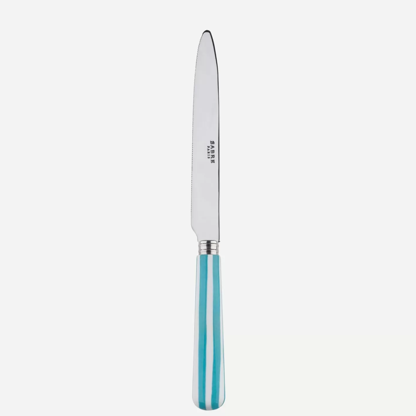 Sabre Paris Serrated Dinner Knife Blade>White Stripe, Turquoise