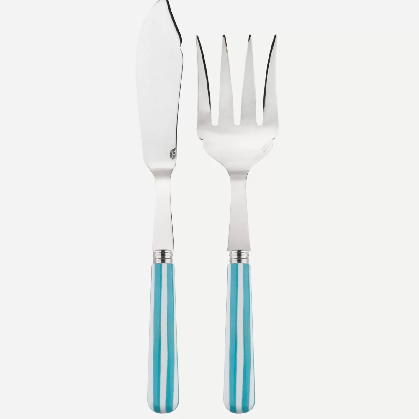 Sabre Paris Fish Serving Set>White Stripe, Turquoise