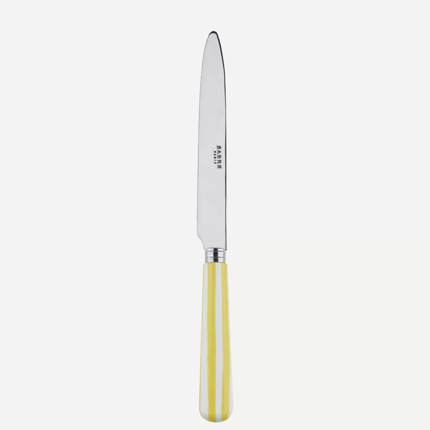 Sabre Paris Serrated Dinner Knife Blade>White Stripe, Yellow