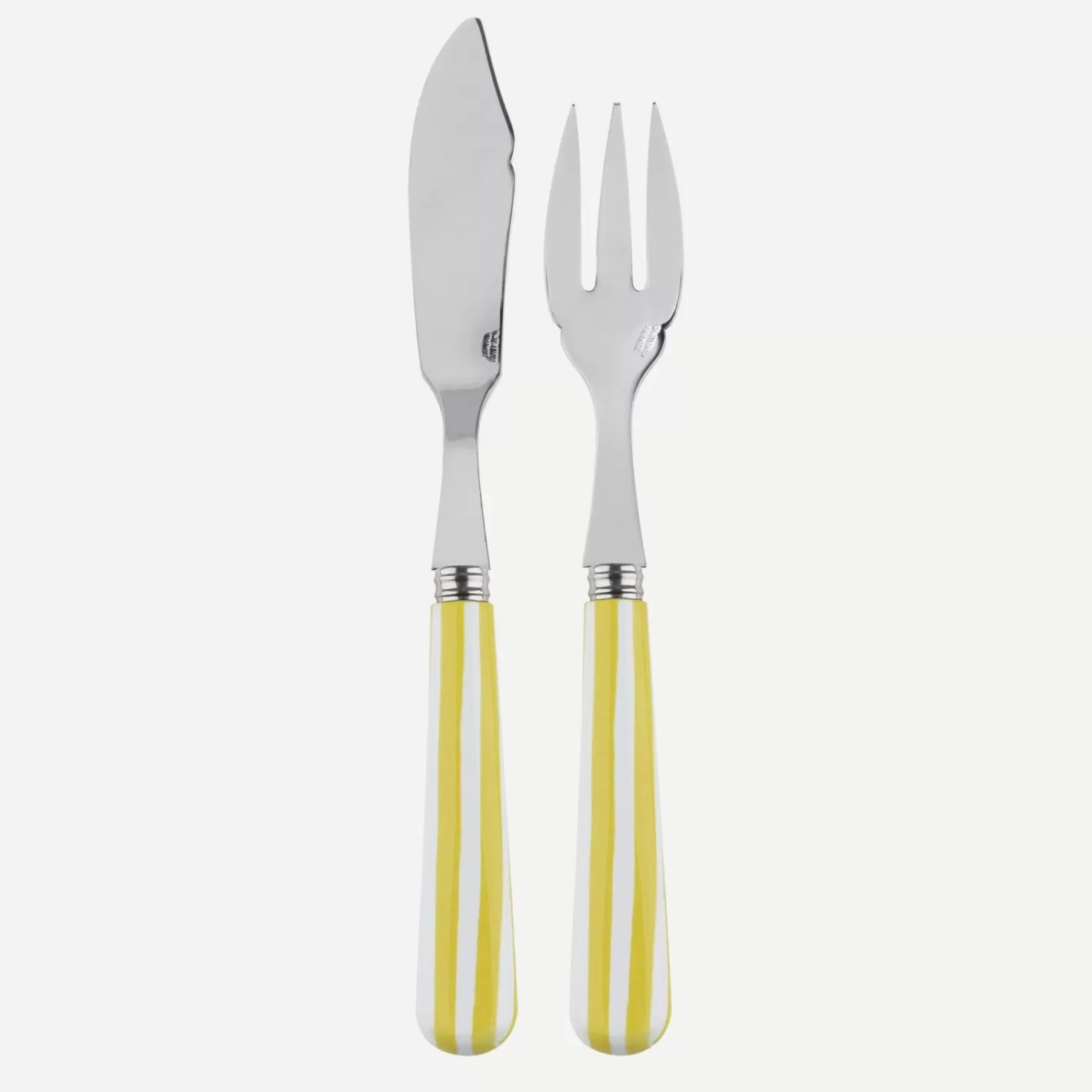 Sabre Paris Fish Knife | Fish Fork>White Stripe, Yellow