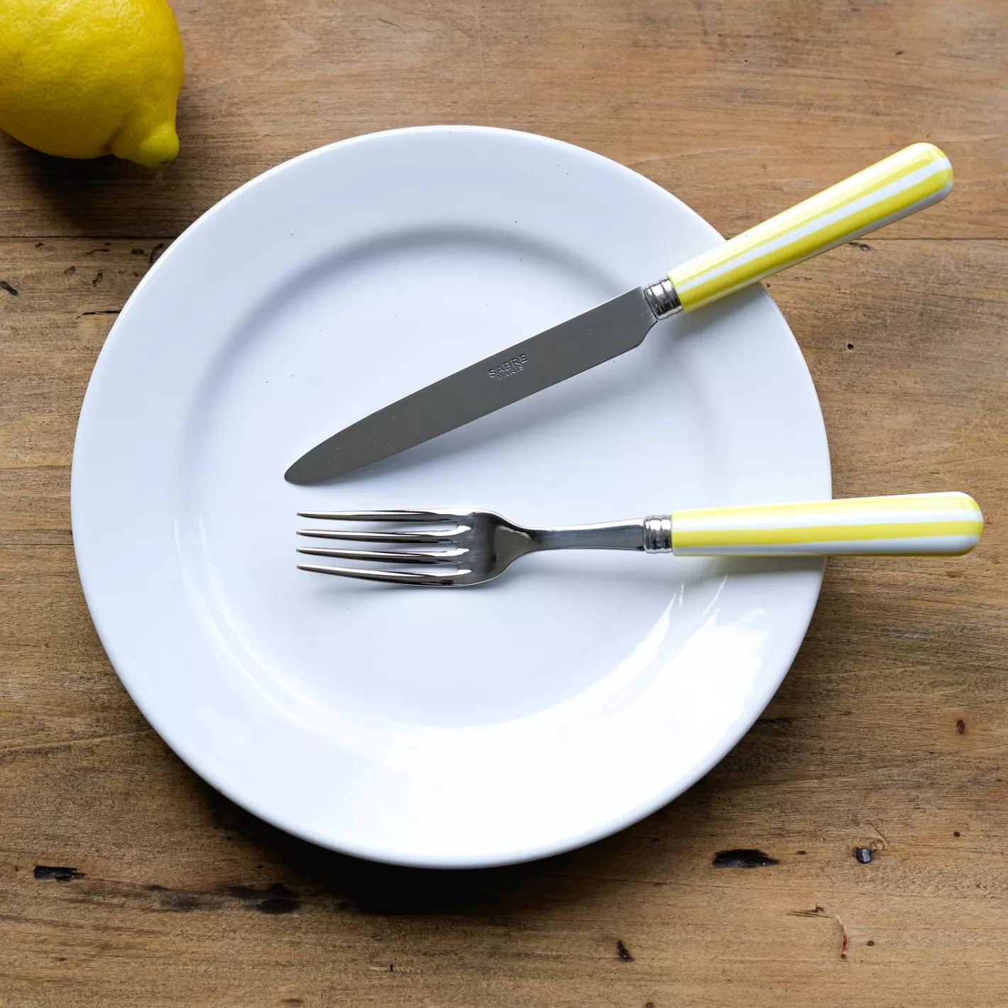 Sabre Paris Dinner Fork>White Stripe, Yellow